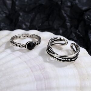* NEW 2 Pieces 925 Sterling Silver Adjustable Ring